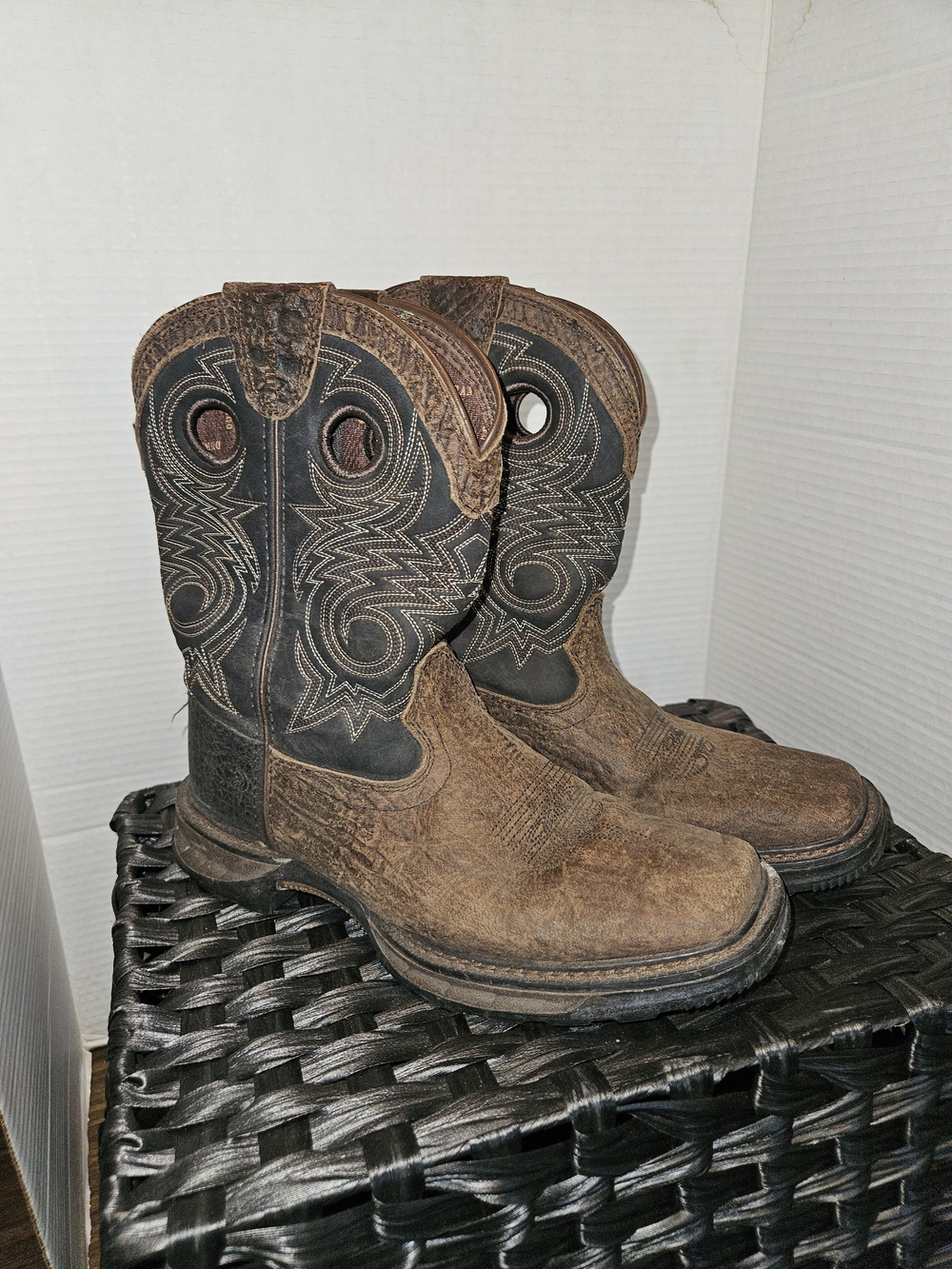 Durango Brown and Black Kids Western Pull-On Boots